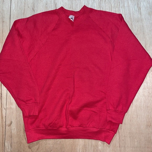 Vintage‎ 90s USA Fruit of The Loom Pullover Womens Large Red Blank Sweatshirt - Picture 1 of 5